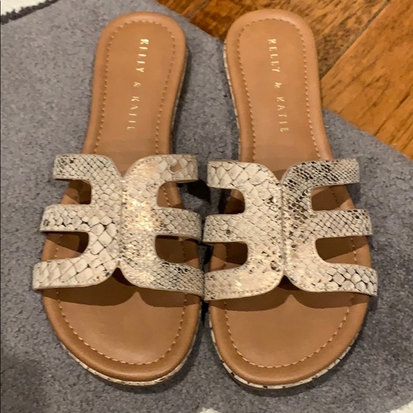 Kelly & Katie Shoes - Kelly& Katie Snakeskin Slides Sandals US 6